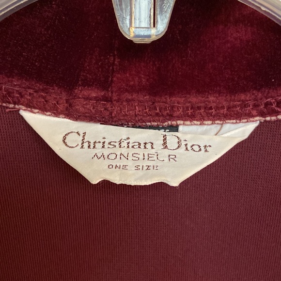 Christian Dior Vintage Velvet Tie Robe Burgundy - Picture 3 of 6